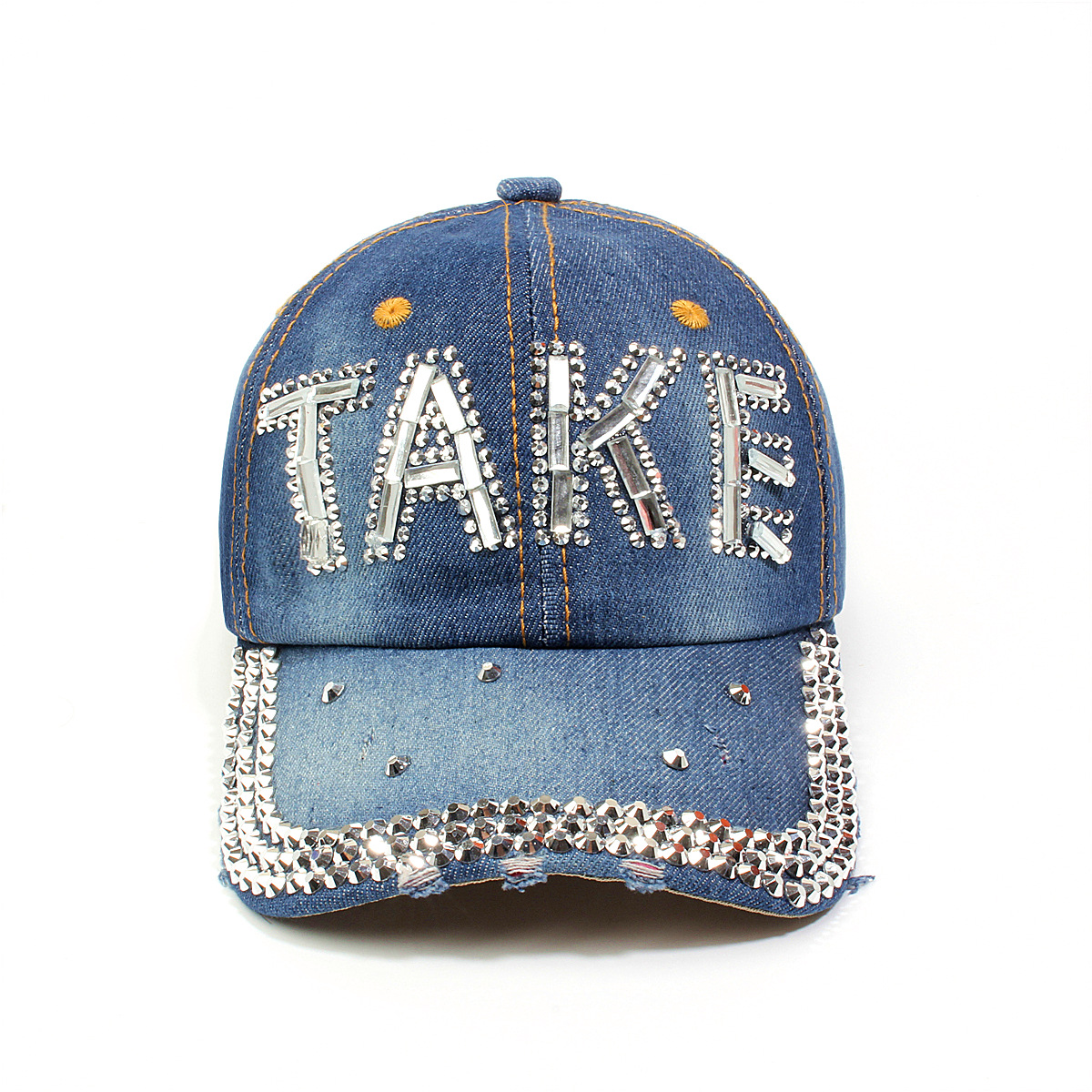 跨境外贸新款牛仔布女镶钻欧美国休闲成人棒球帽时尚洋气鸭舌帽子详情26