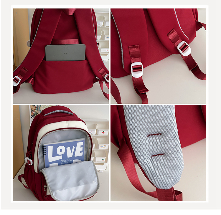 2024新款初高中学生书包小背包撞色小学生旅游出行背包简约双肩包详情18