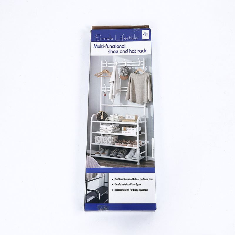 Simple shoe and hat rack, household indoor clothes hanger, multi-layer storage rack, bedroom, university dormitory, integrated coat and hat rack, shoe rack pic 8