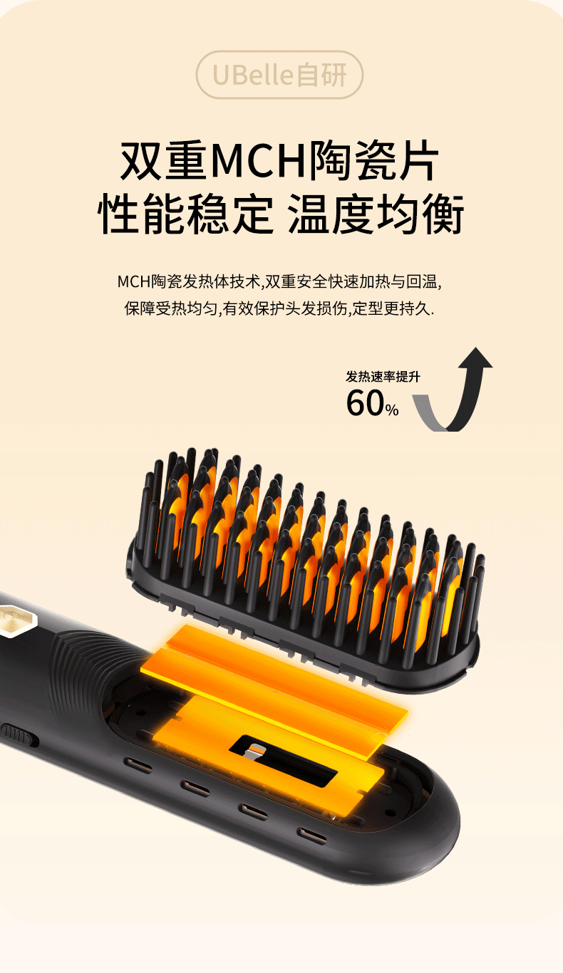 UBelle hair straightening device Gift: Fluffy high skull top comb, bangs, negative ion non-damaging hair, electric curling iron, a magic tool pic 3