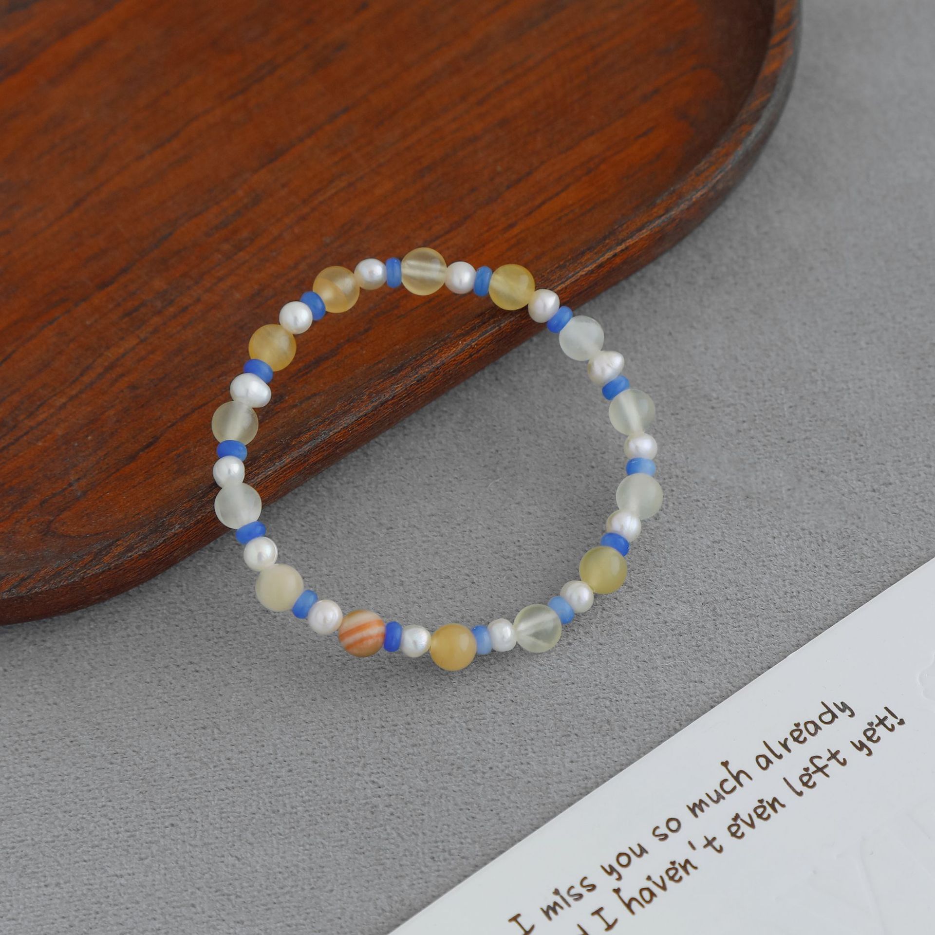 WP*家海盐太妃糖串珠手链 新中式气质简约米黄玉淡水珍珠串珠手链详情7