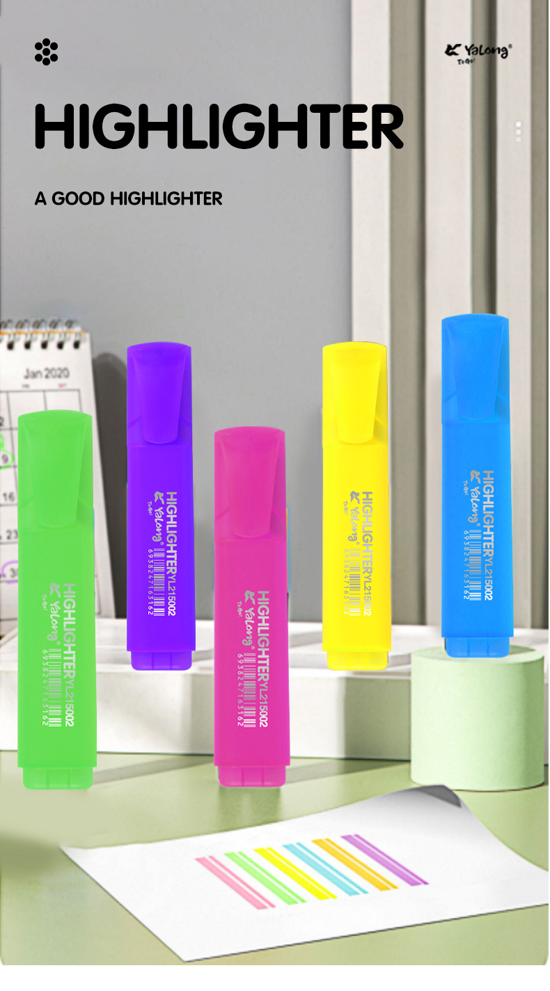 Self-owned brand fluorescent color marking highlighters for office and school stationery supplies pic 1