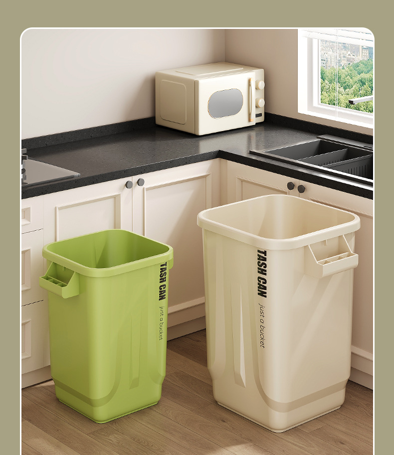 Cubo de basura de cocina de gran capacidad de alta calidad engrosado hogar sala de estar comedor sin tapa portátil cubo de basura de cocina pic 11