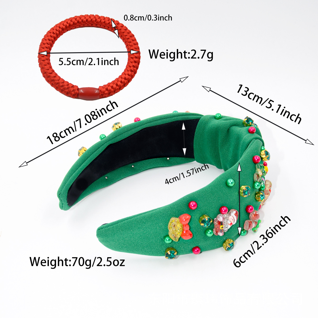Qiwei Accessories Exclusive European and American new Christmas hair band, hair rope set, fabric, pearl Santa Claus accessory, knot hair accessory for women pic 1