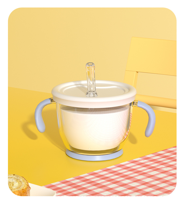 Toukie小淘气宝宝牛奶杯儿童水杯带刻度微波炉可用吸管杯奶粉杯详情13