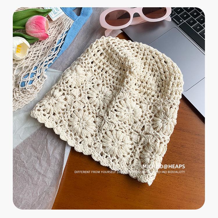 Japanese-style hand-woven headband hats for women, thin, hollowed-out woolen hats, retro and artistic knitted hats, Dui Dui hats pic 17