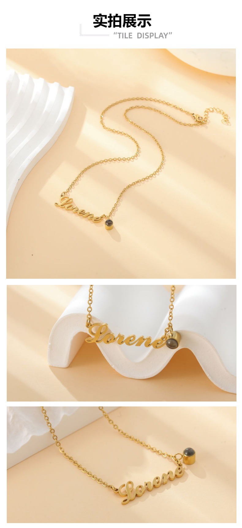 【私人定制】不锈名字+投影照片项链 DIY 彩色照片定制项链宝石详情4