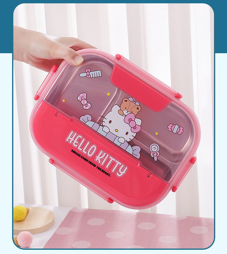 304不锈钢饭盒带碗四格五格大容量卡通可爱保温餐盒库洛米便当盒详情21