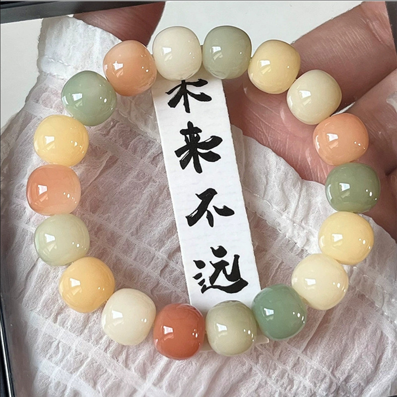 阴皮渐变绿白玉菩提子手串女小青柠绕指柔文玩菩提根佛珠菩提学生详情15
