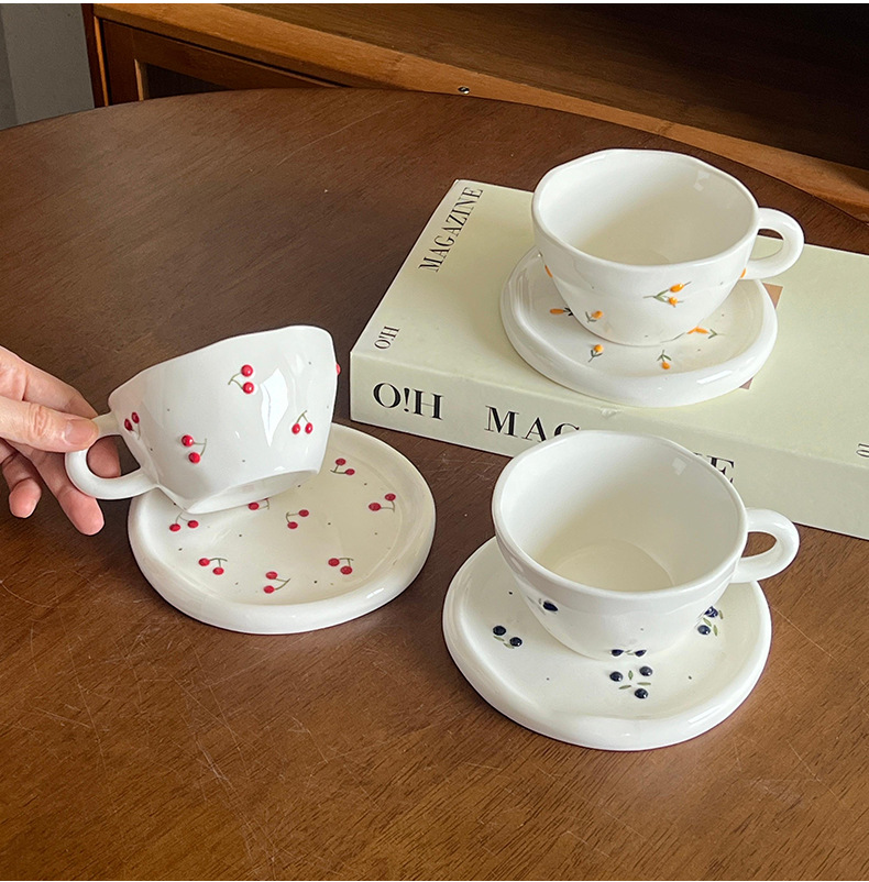 高颜值陶瓷马克杯ins风手捏咖啡杯家用办公室水杯拿铁拉花杯子详情4