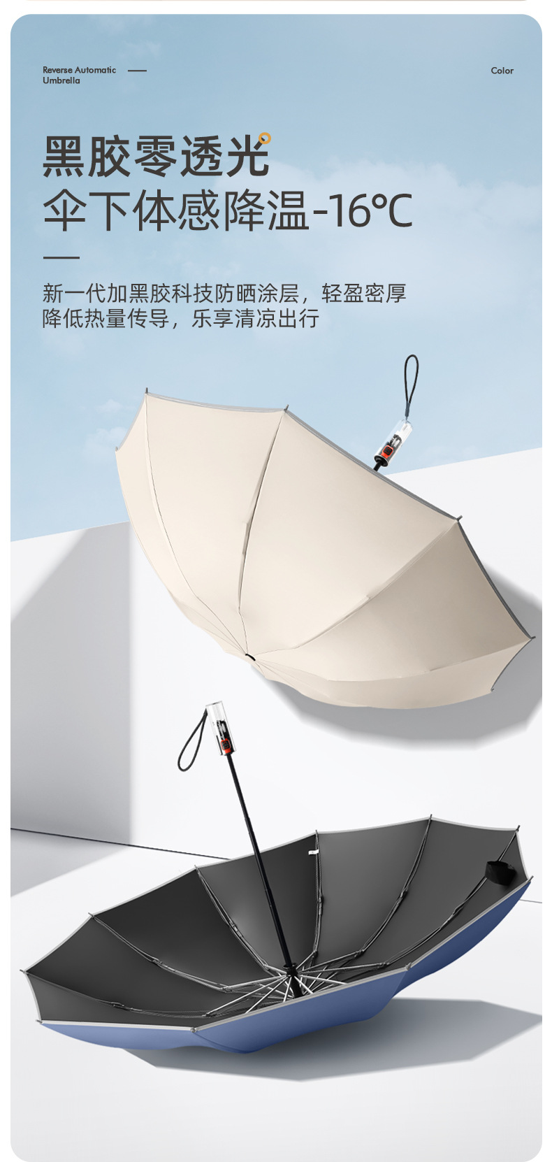 全自动三折节节收机械 包边反光条反向黑胶伞折叠雨伞 广告伞现货详情18