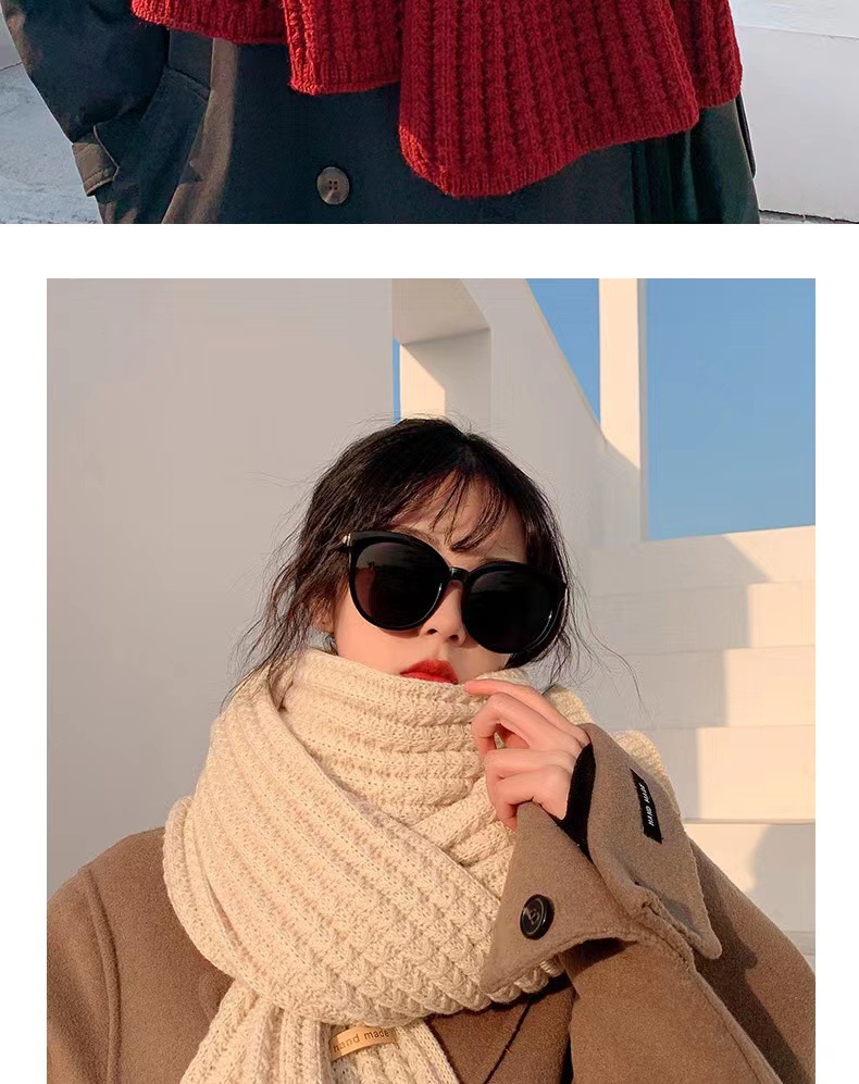 One-piece delivery for autumn and winter: Korean-style solid-color woolen scarves for women, warm, cute for students, couples, and versatile knitted scarves for Internet celebrities and men. Wholesale at street stalls pic 9