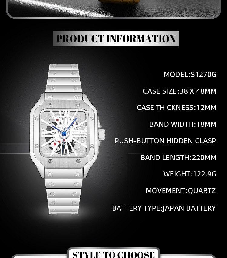 愛彼思諾 2026 鏤空新款男士手表30 米生活防水不銹鋼精品手表詳情4