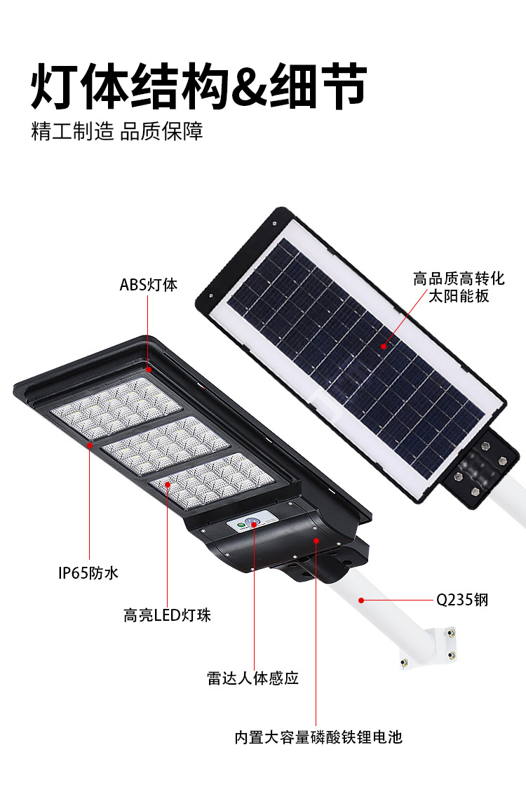 太阳能灯户外庭院灯家用路灯新农村防水LED照明灯人体感应灯智能详情10