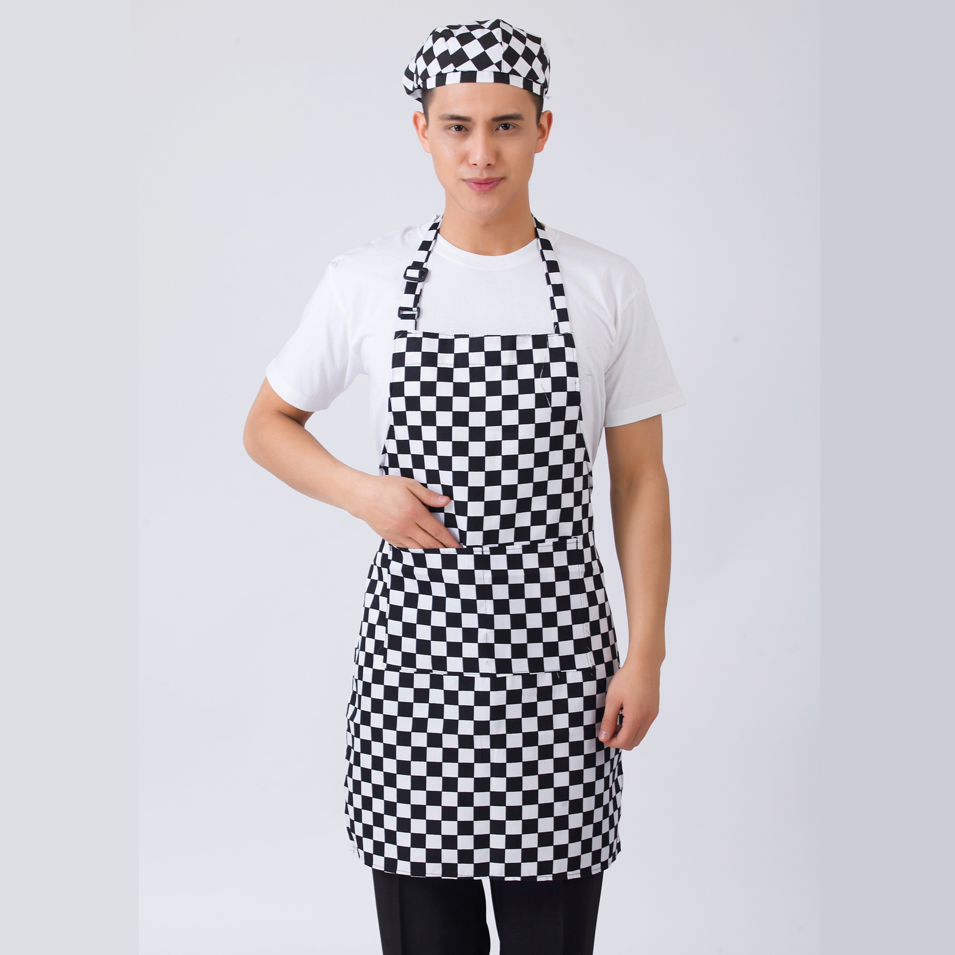 厨师围裙酒店宾馆餐厅食堂工作服餐饮围裙咖啡厅饭店男女挂脖围裙详情5