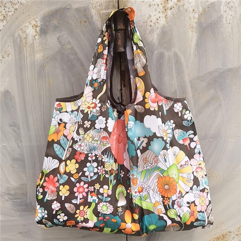 超大号卡通日本折叠环保购物袋防水尼龙买菜包收纳包米奇头手提袋详情26