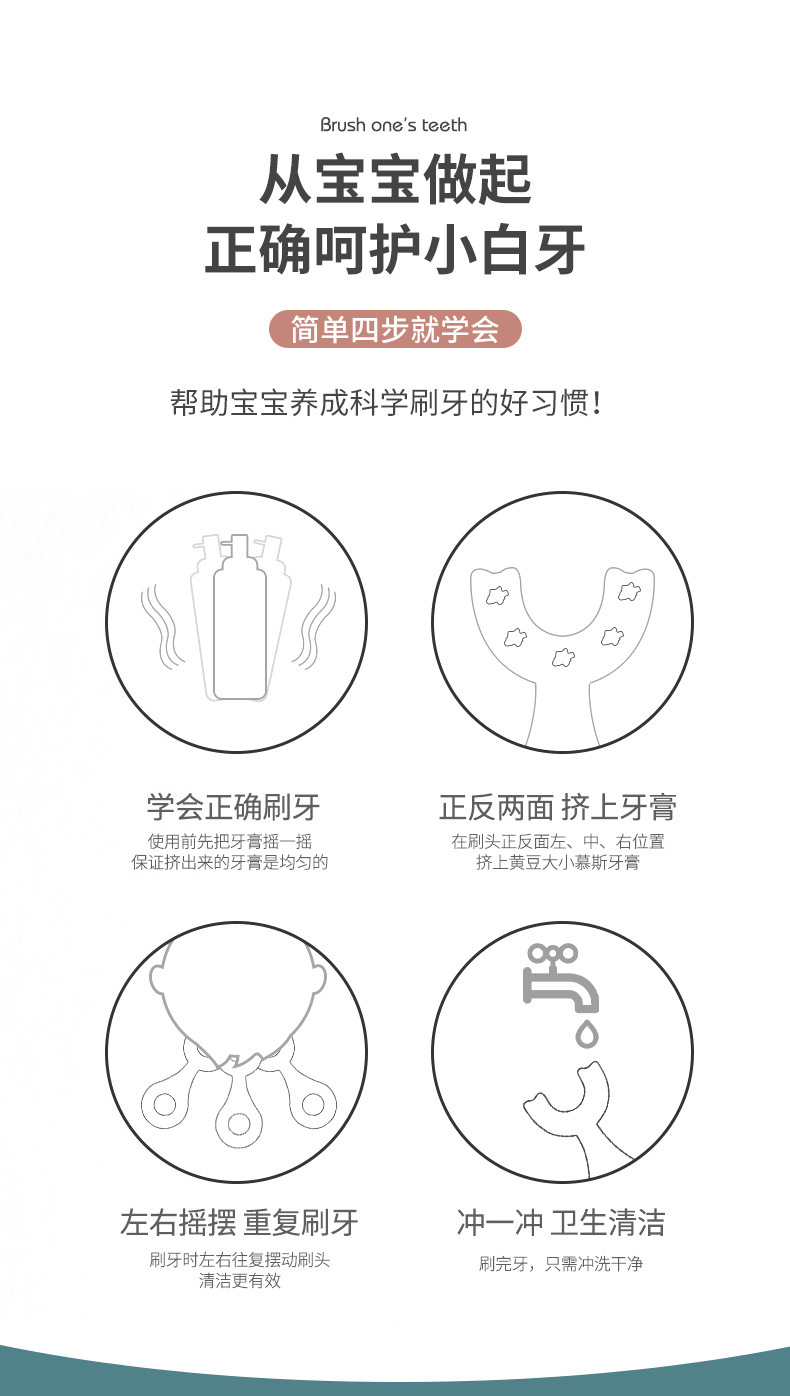 英文卡装新款手动儿童U型牙刷硅胶牙刷宝宝口含式口腔清洁手动U型详情10