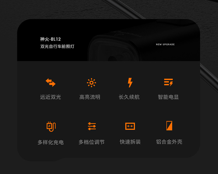 神火BL12强光超亮远射可充电远近光长续航夜骑山地公路自行车前灯详情2