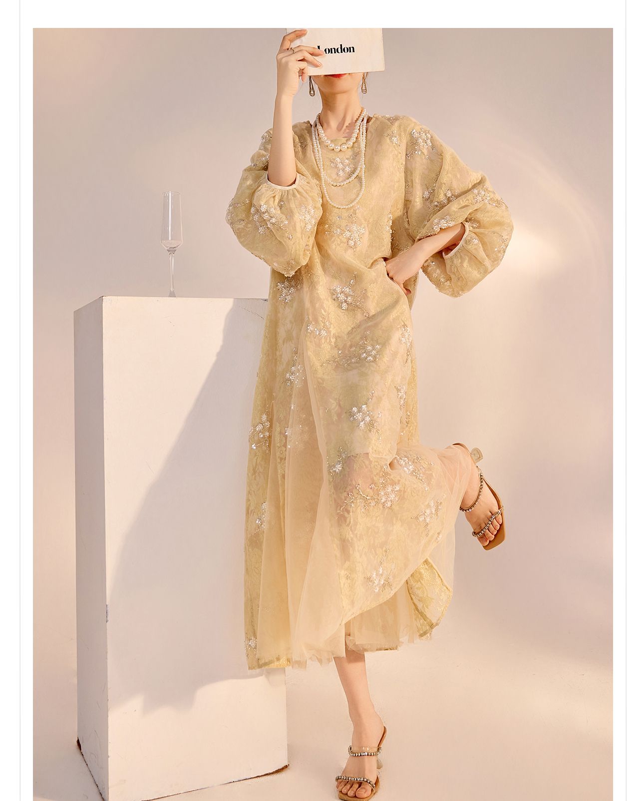 New Chinese-style high-end flower beaded embroidery dress, national style 2025 light luxury design sense elegant long dress N2034 pic 15