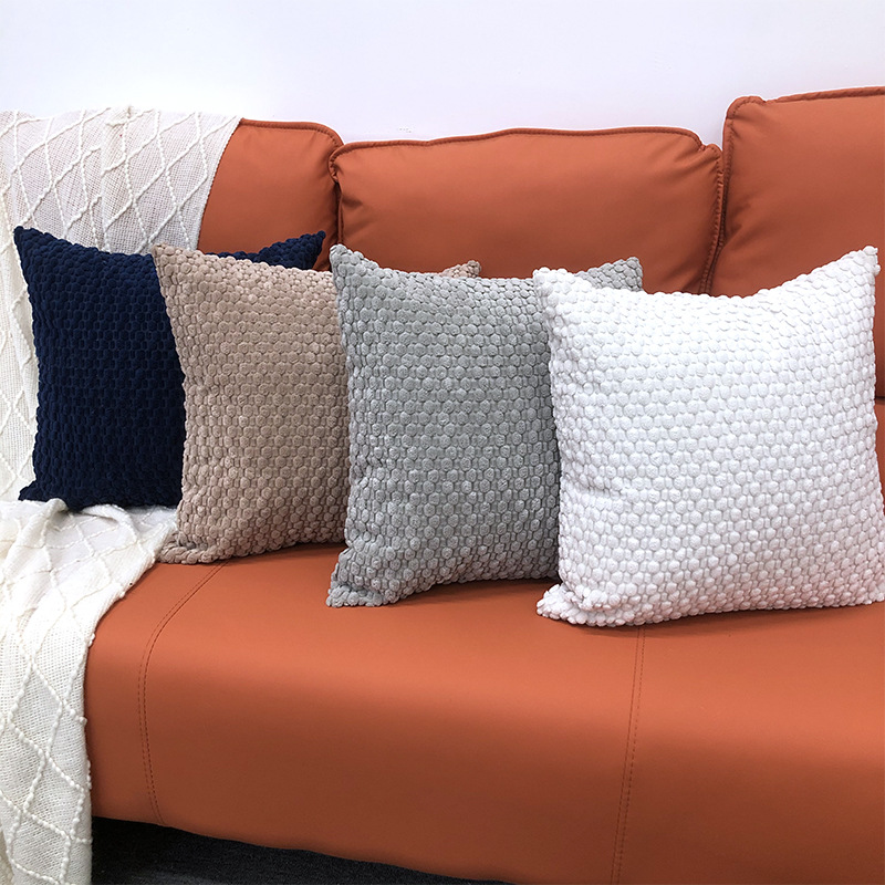 亚马逊新款双面泡泡粒灯芯绒抱枕纯色宿舍靠枕床头靠垫沙发抱枕套详情3