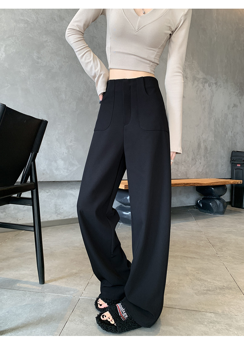 窄版西装裤女秋季2025新款宽松高腰垂感休闲长裤百搭直筒阔腿裤子详情15