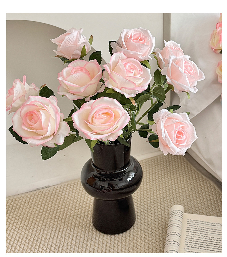 Artificial rose bouquets, single artificial flowers, home living room dining table ornaments, wedding hall flower arrangements, decorative flowers pic 11
