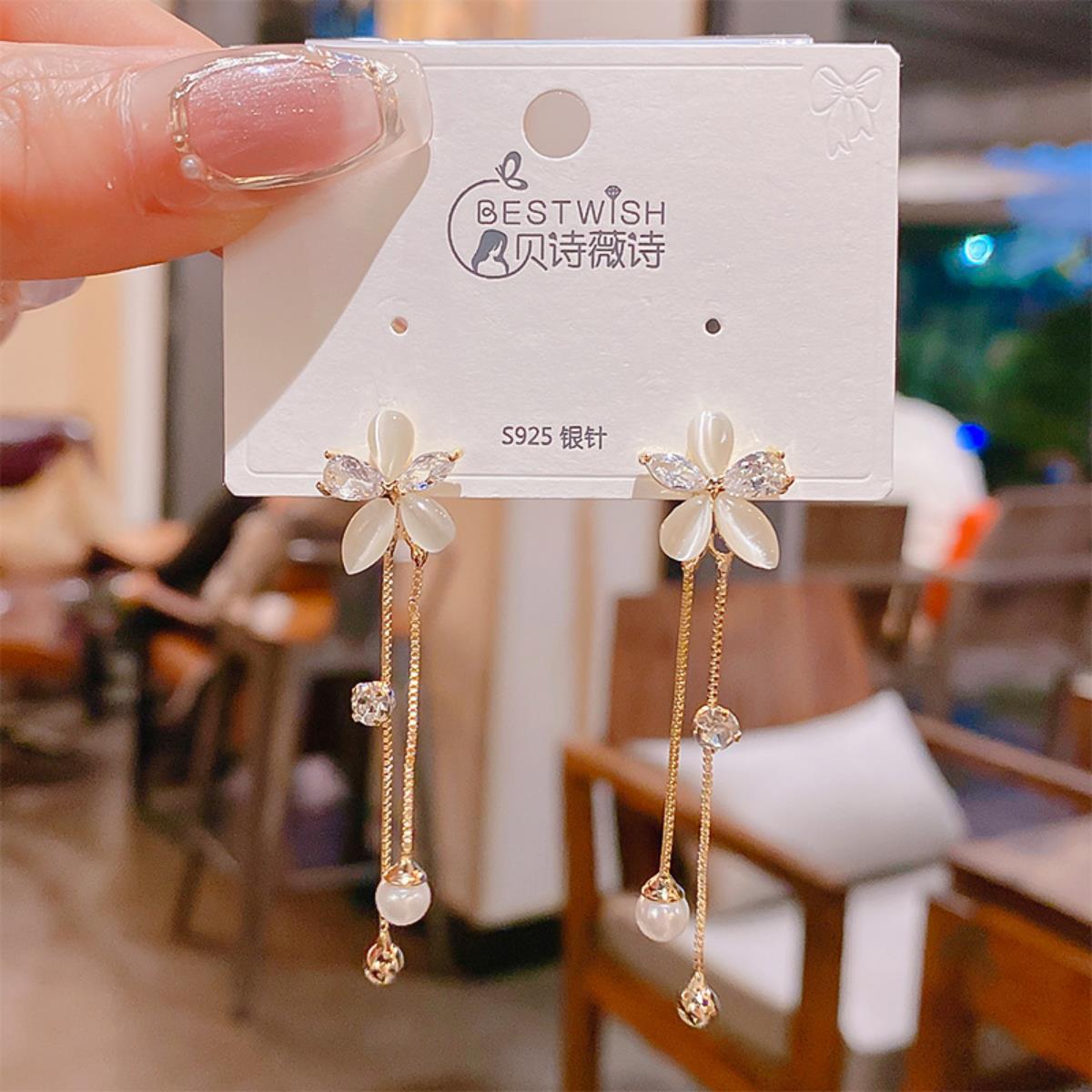 【流苏】精致超仙气质显脸瘦长款锆石耳环 银针韩版高级感耳钉饰详情41