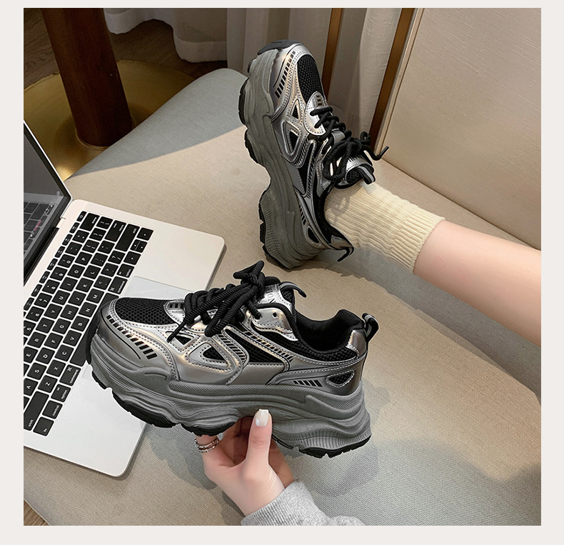 2025春夏季新款爆款老爹鞋女厚底增高轻便休闲运动鞋 网面透气百搭女式单鞋 潮流时尚舒适跑步鞋详情19