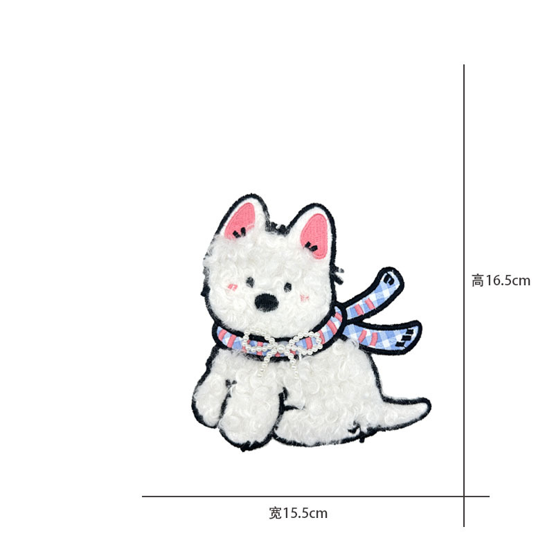 卡通新款电脑刺绣可爱毛绒绒小狗小羊猫咪布贴服装包包辅料补丁贴详情13