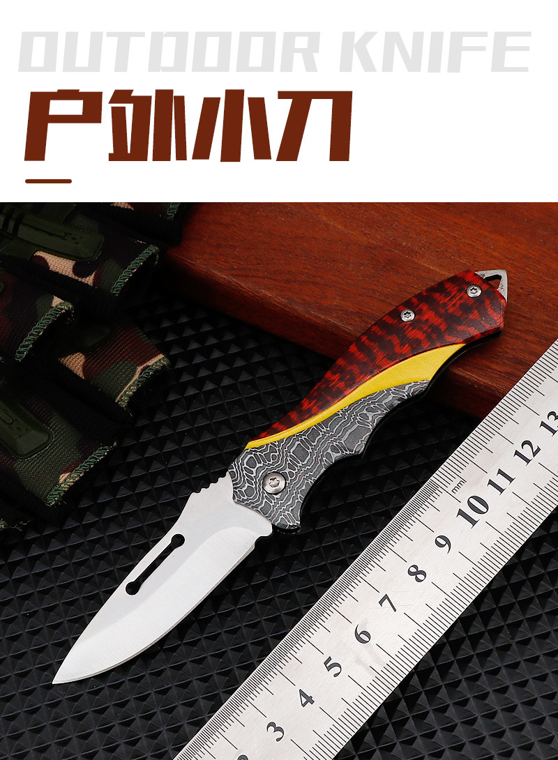 Stainless steel handle 3D printed folding knife, outdoor tool, self-defense portable folding knife, fruit knife, belt clip portable knife pic 1