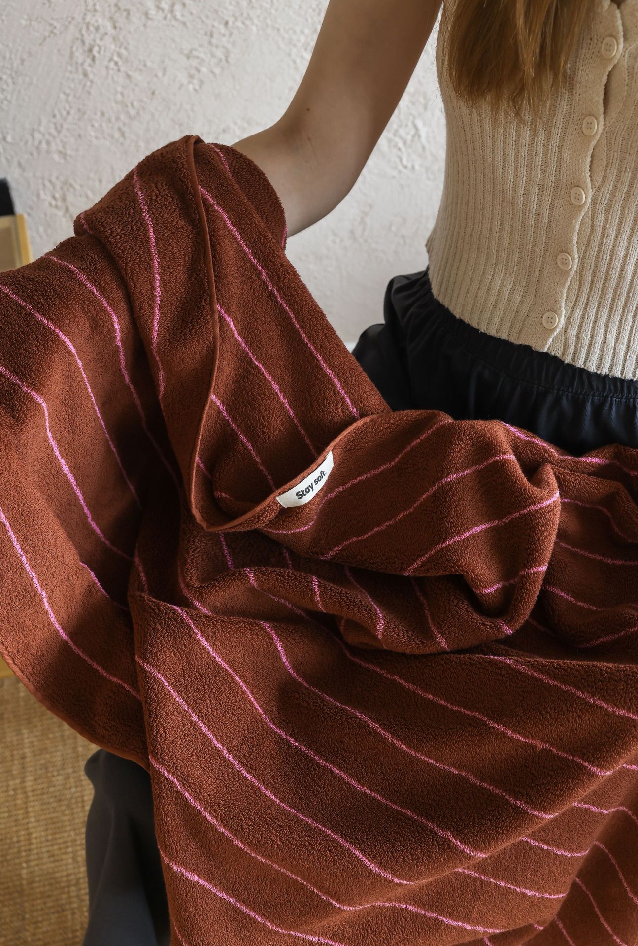 New autumn and winter fine-striped color-blocked towels, combed pure cotton adult absorbent bath towels, color-blocked striped adult towels pic 5