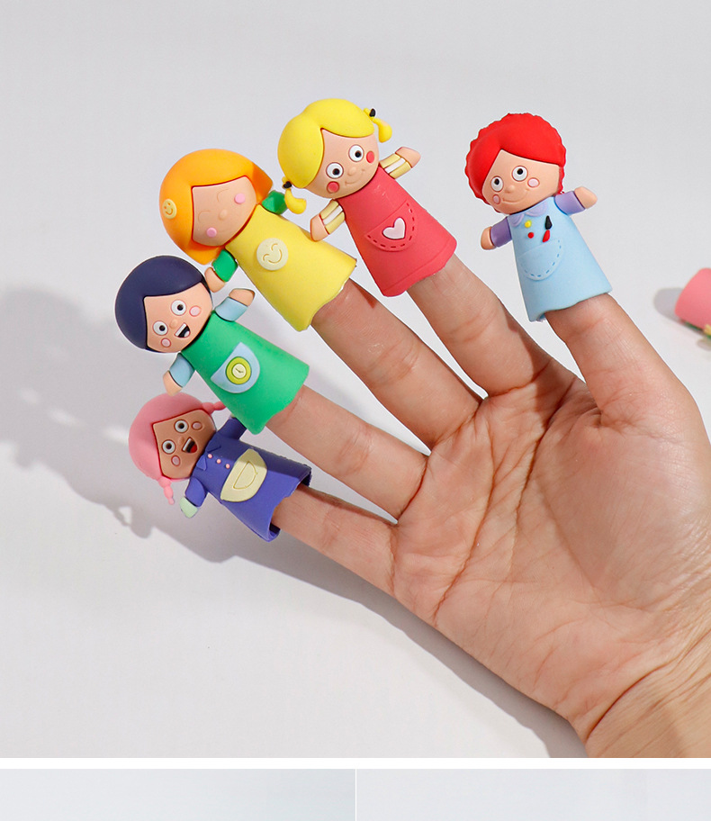 Soft rubber mini finger cots, parent-child interactive educational toys, performance finger cots, cartoon dolls, baby comfort toys pic 15