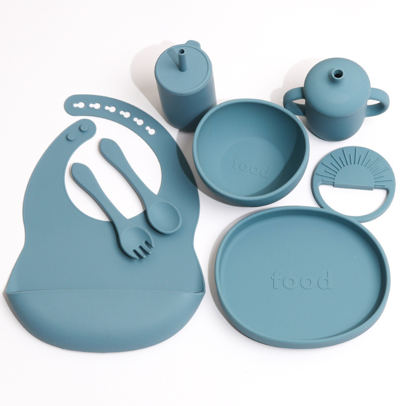 儿童餐具亚马逊电商母婴餐具套装硅胶吸盘碗硅胶围兜硅胶勺子详情6