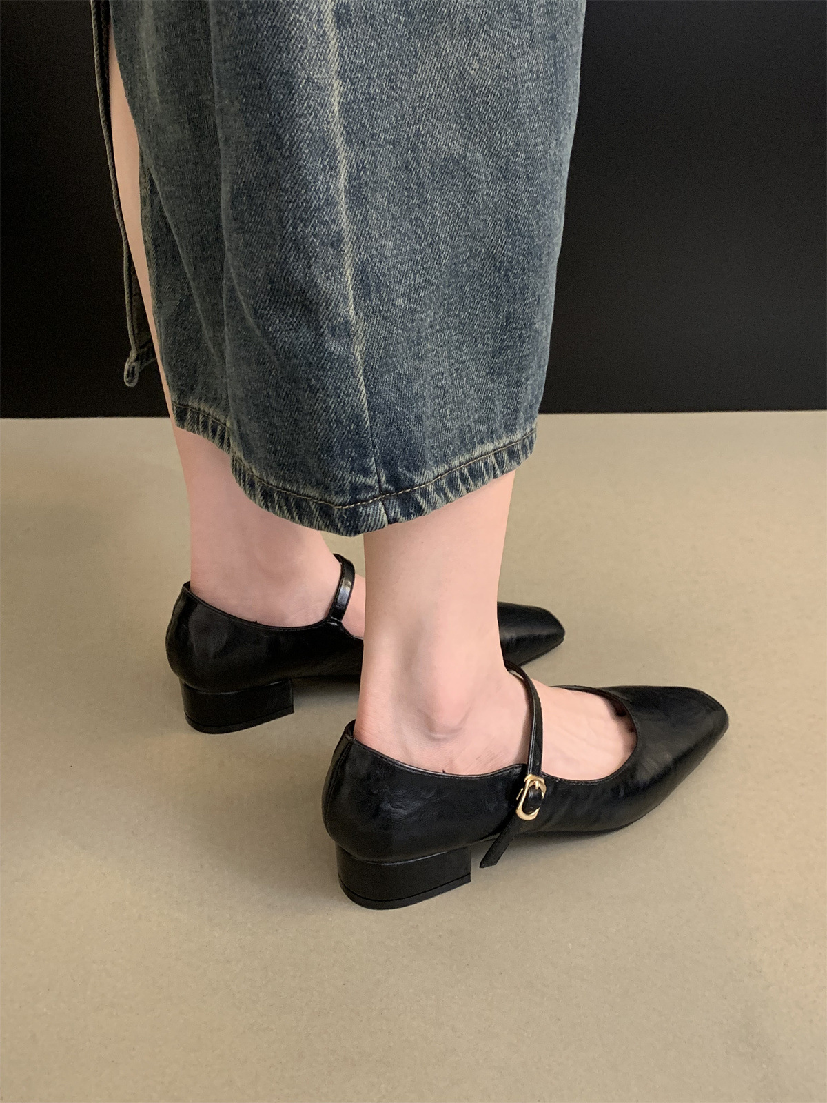 法式晚风气质通勤单鞋女2025新款秋季韩版仙女粗跟玛丽珍小皮鞋子详情6