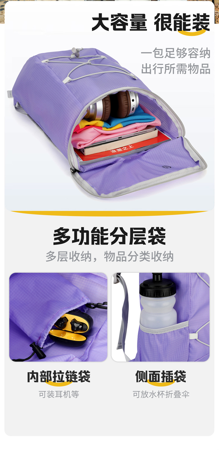 Yitu Warner Heim Storage Foldable Backpack 20L Water-resistant Ultra-Lightweight Hiking Bag pic 10