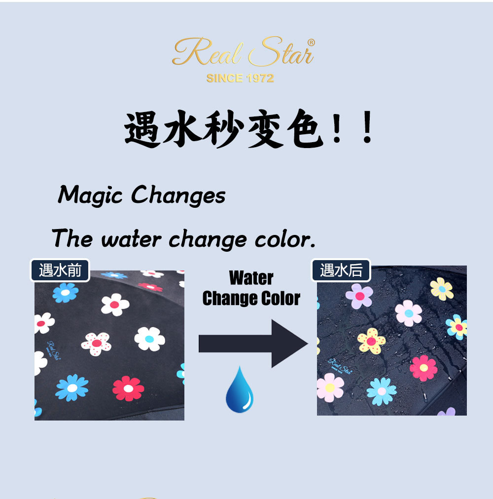 遇水变色三折自动伞下雨天变颜色的雨伞女士新颖潮流小花伞详情4