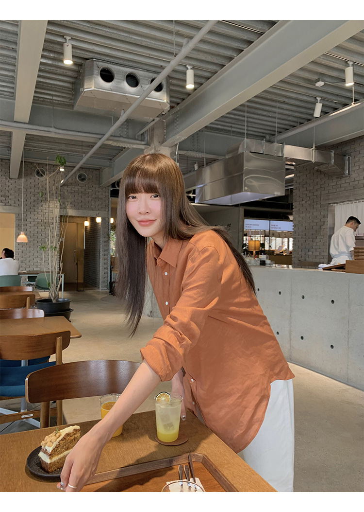 clean 慵懒舒适亚麻衬衣女2025十三行春季新款韩版时装衬衫 52271详情32