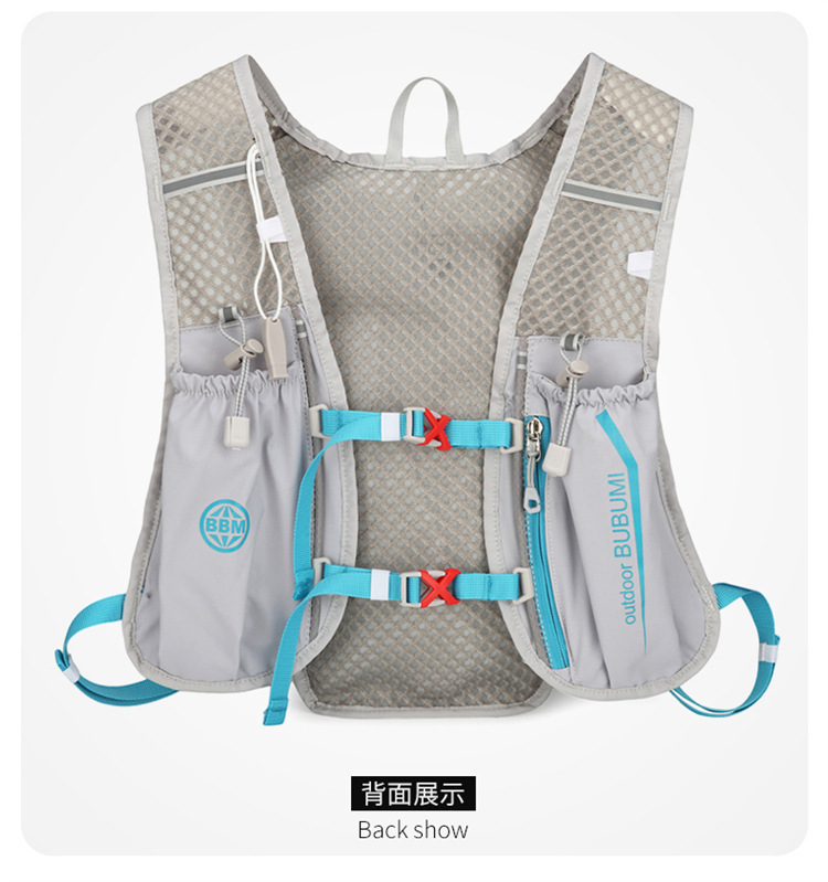 新款多功能尼龙跑步背包 安全反光运动背包水袋背包 骑行包详情34