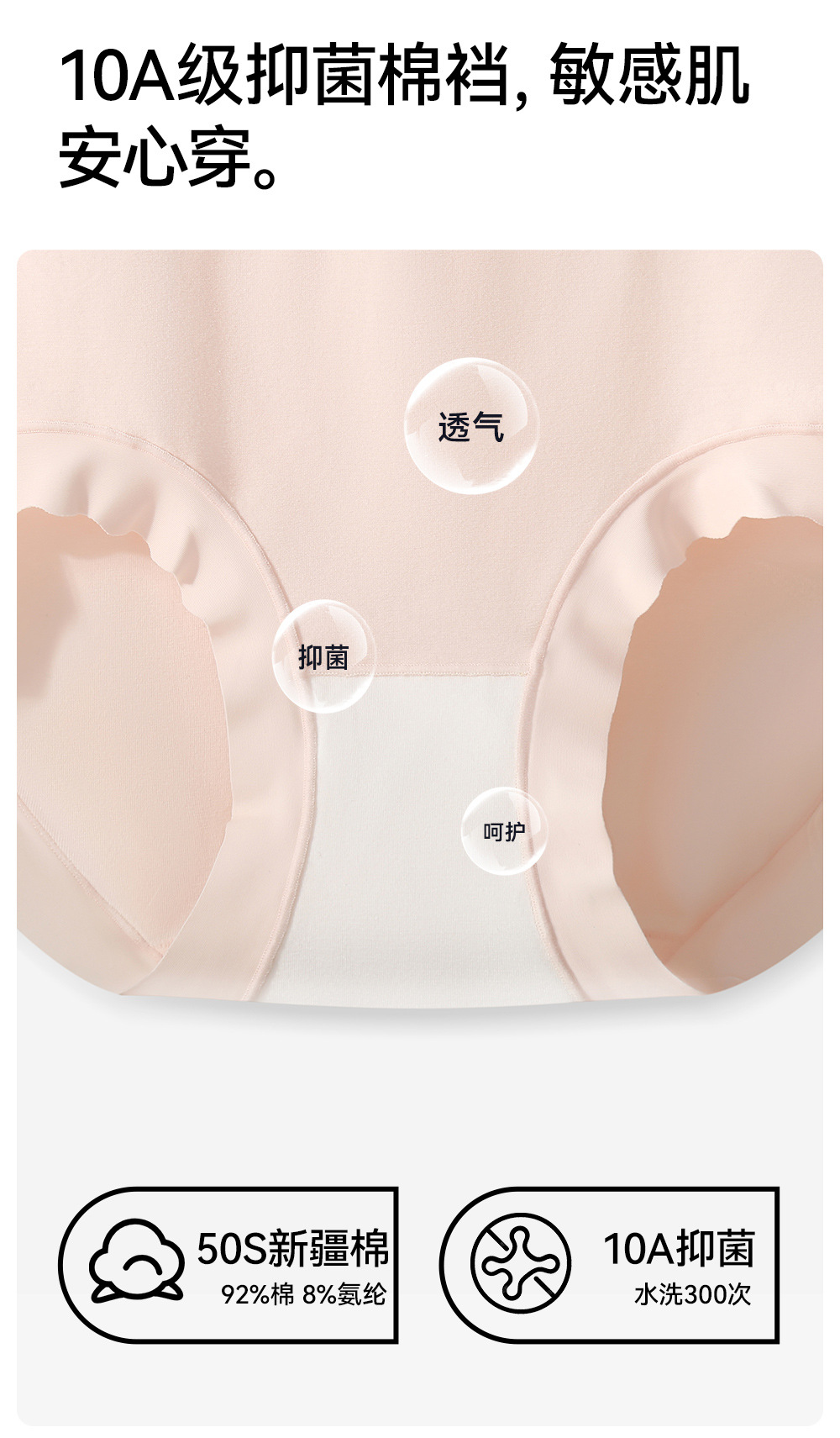 Pure cotton underwear for women, all-cotton combed cotton 10a, antibacterial summer, high-waisted, seamless, breathable, belly cinching, large-sized triangular shorts pic 6