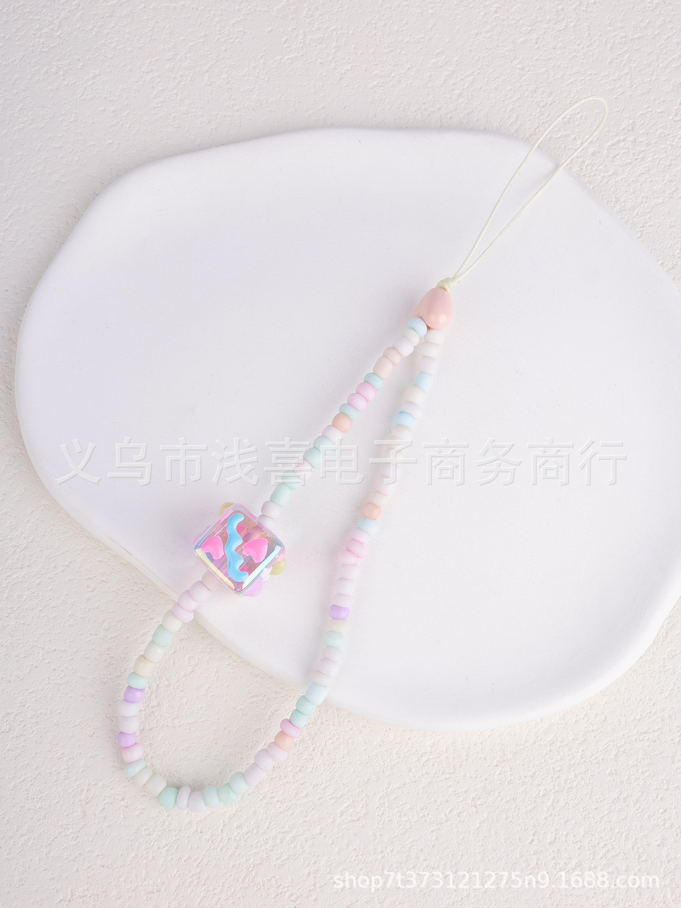 美少女心清新甜心美宝石树脂钻镶嵌手绘手机链串珠手机壳挂链件饰详情7