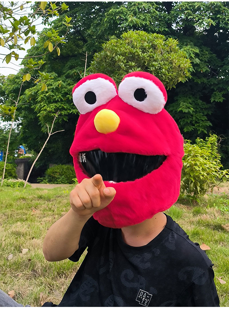 Helmet cap protective cover, big-eyed monster motorcycle, motorcycle, personalized cartoon plush head cover, frog riding, mask removal for warmth pic 19