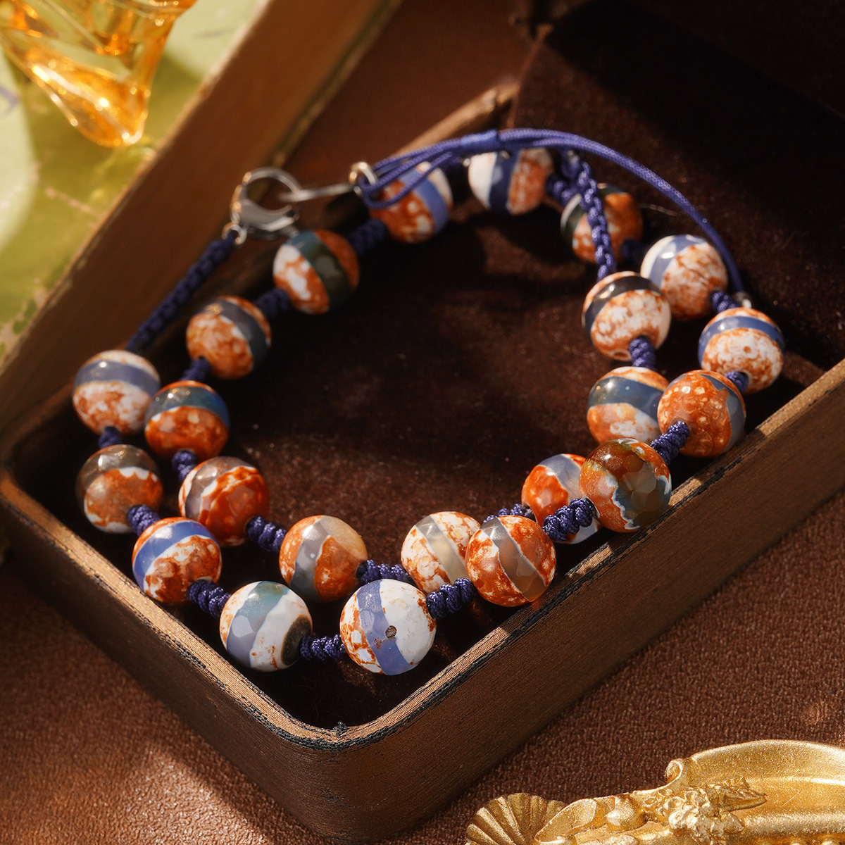 French-style European and American seven-color natural stone retro and simple multiple heart-shaped necklaces and bracelets, adjustable woven beaded bracelets pic 26