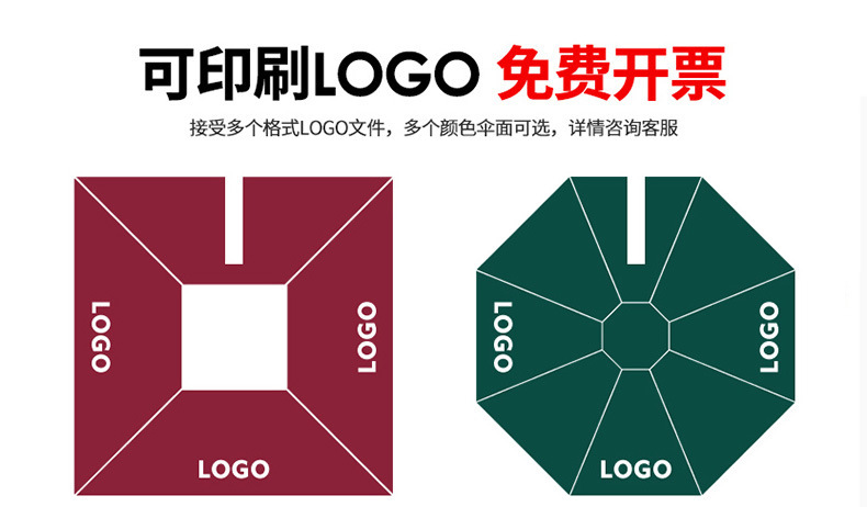 现货黑金钢遮阳伞户外四角伞室外阳篷防风太阳能LED圆形罗马伞详情36
