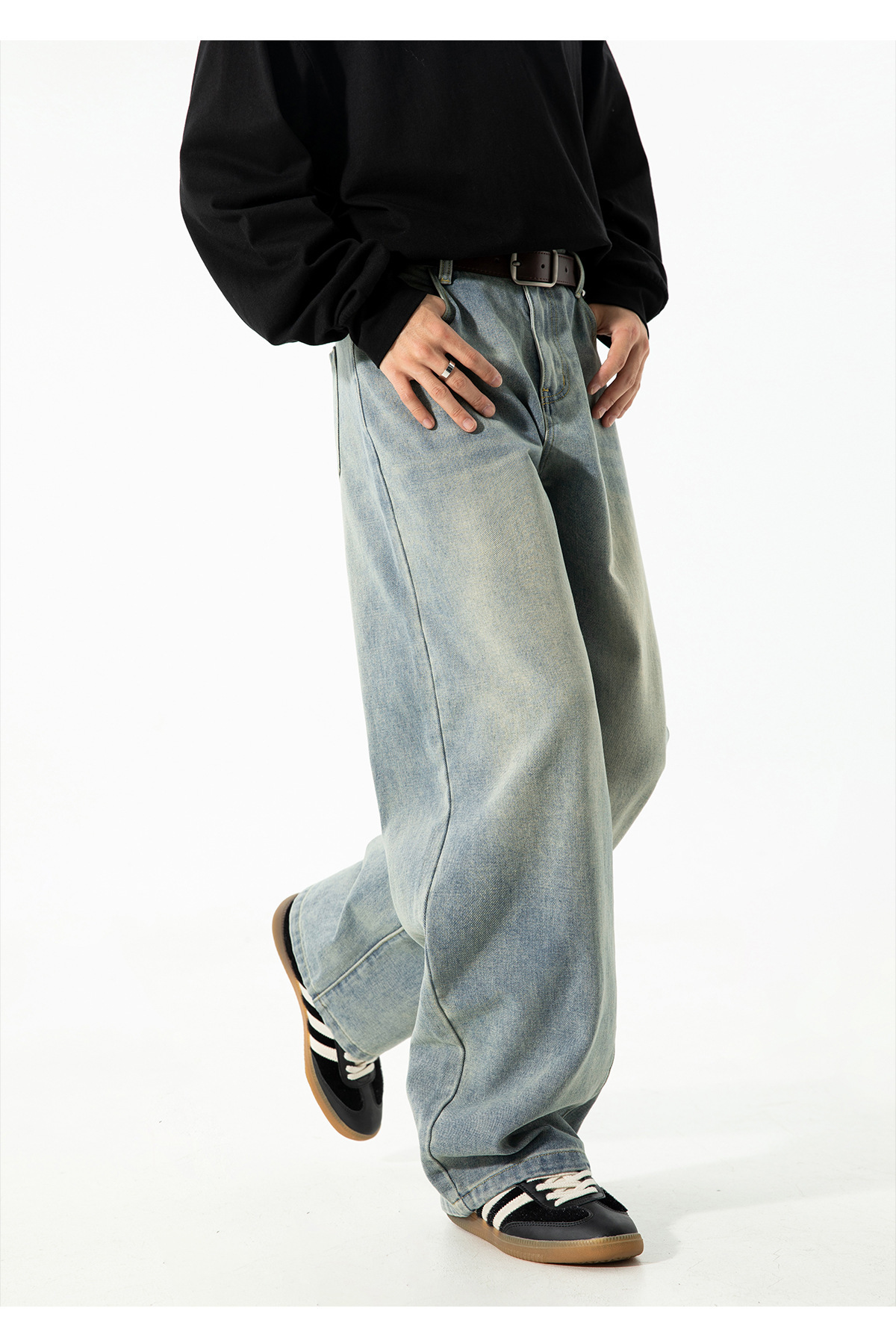 美式复古做旧水洗廓形牛仔裤男秋季新款潮牌直筒裤质感宽松长裤子详情16