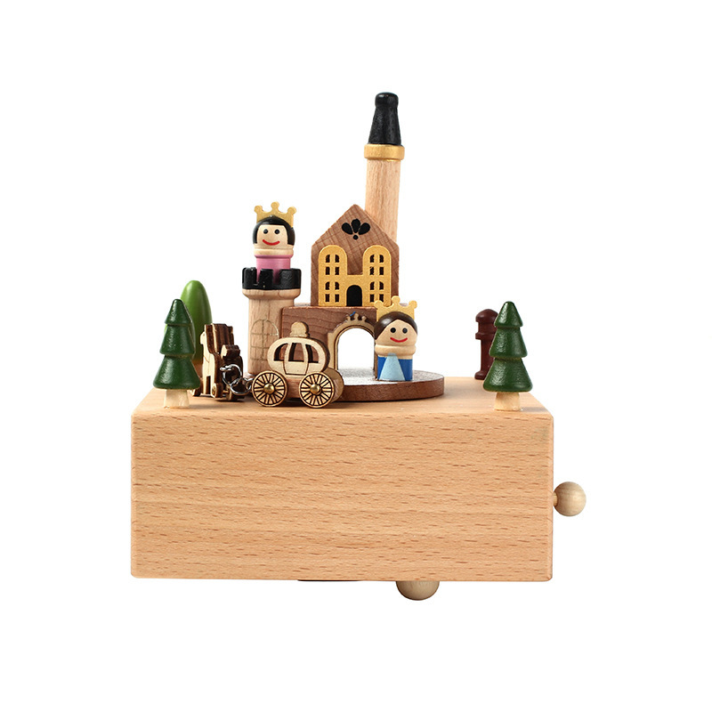 木质手工创意音乐盒儿童生日礼物旋转木马女孩跳舞八音盒跨境出口详情15