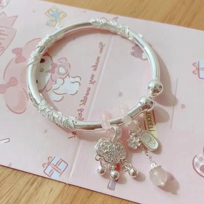 A young and elegant pure silver bracelet with a peace lock for women, a gift for your girlfriend and best friend on festivals pic 1