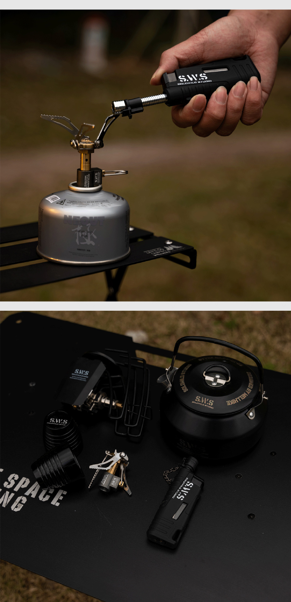 Camping burner, mini burner, one-piece folding burner, camping and outdoor survival equipment, portable pocket burner pic 10