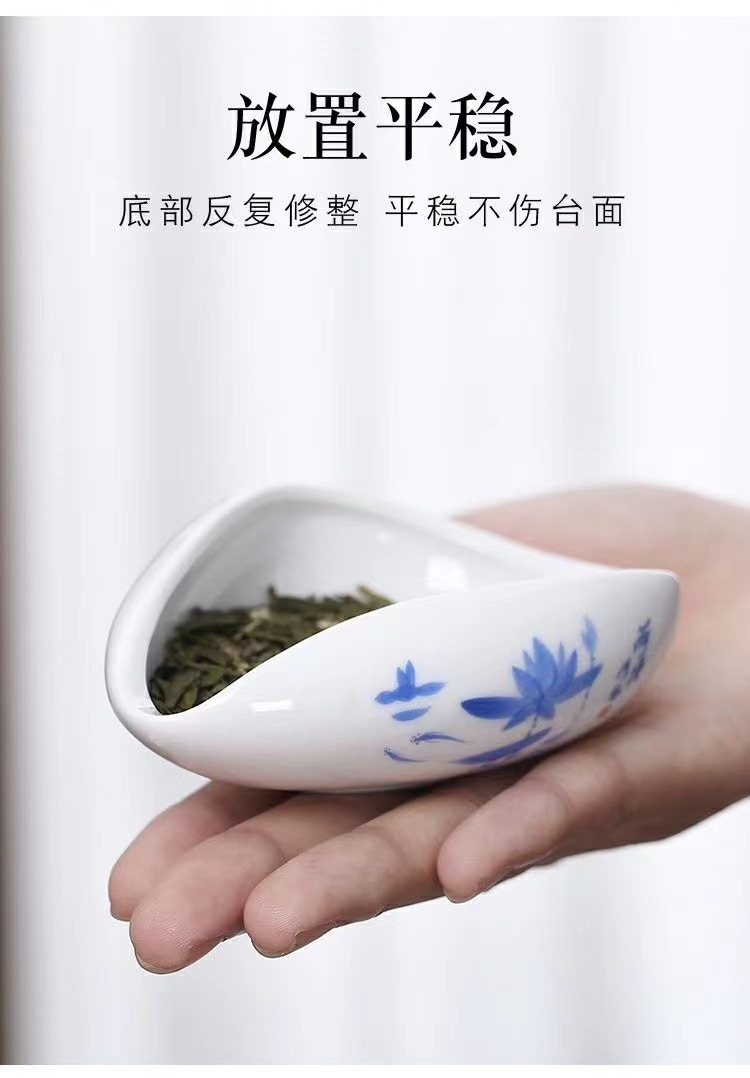 白瓷茶荷瓷茶则陶瓷茶赏茶则茶铲赏茶茶勺功夫茶具茶艺茶道配件详情11