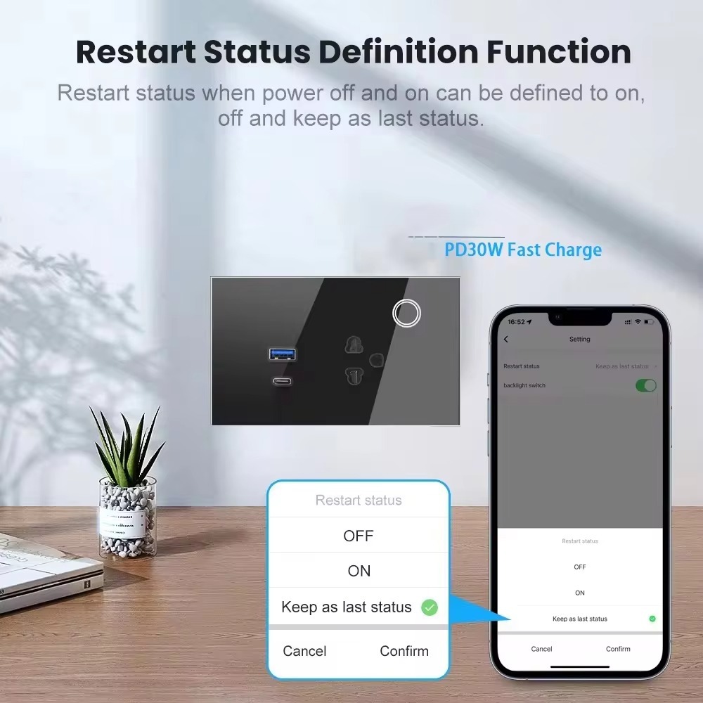 Thai standard WiFi smart Graffiti 16A wall socket standard power source socket USB /Type-C pic 7