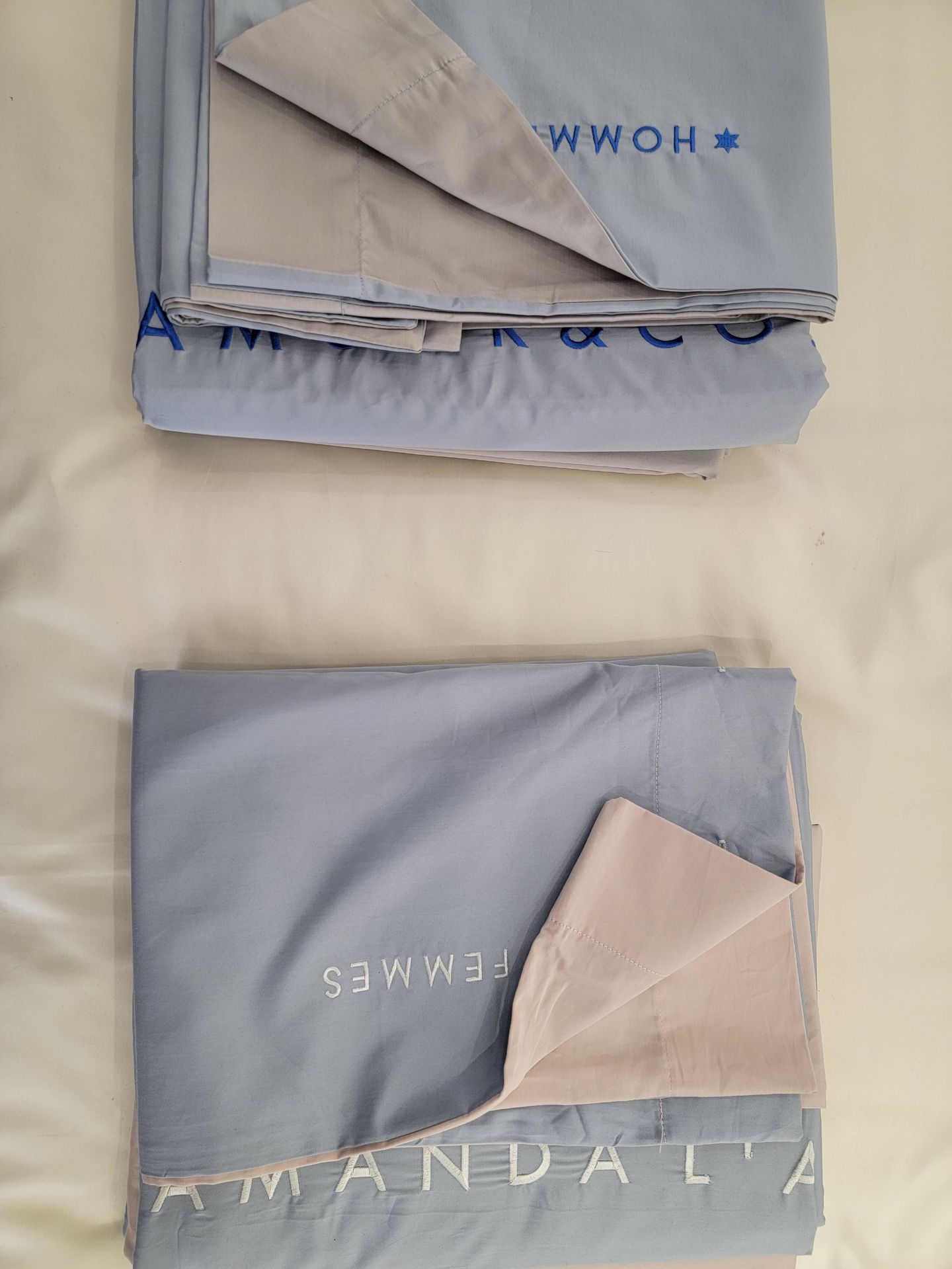 Simple, light luxury and fashionable solid-color long-staple cotton four-piece set, pure cotton letter-embroidered duvet cover, double bedding pic 7